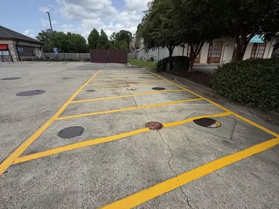 Fresh yellow parking lot lines